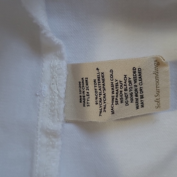 Soft Surroundings Pants Women's Small White Pull On Straight Leg Stretch Denim - Picture 6 of 9